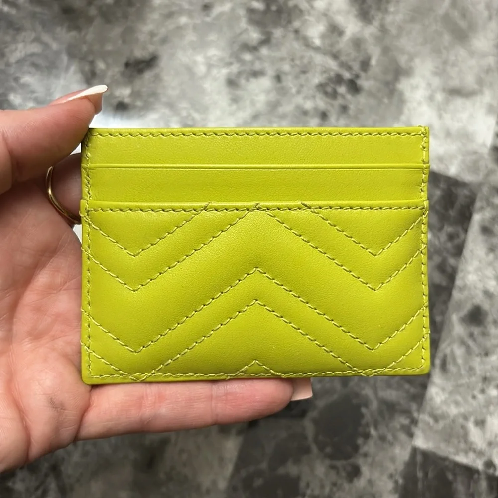 Gucci Neon Yellow Card Holder - Picture 4 of 5